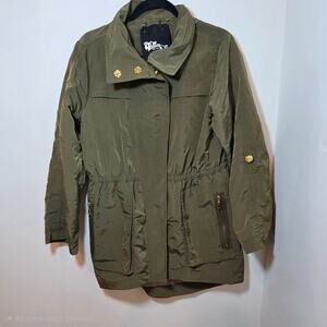 Vintage Womens Medium Hooded Military Jacket Army Green Utility Y2K Gorpcore